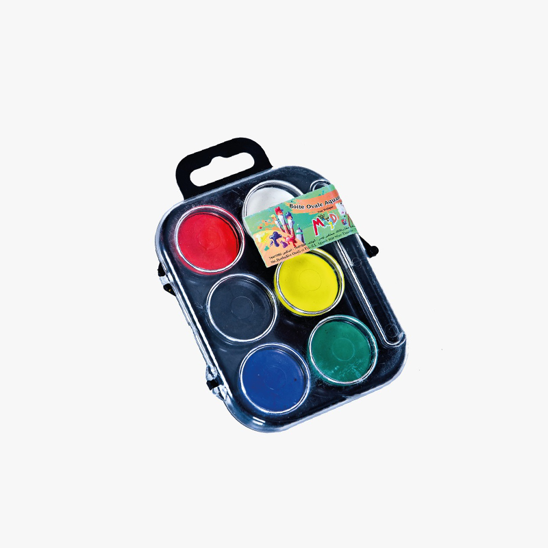 Boite-Aquarelle 6 pastilles majed ouali fourniture scolaire